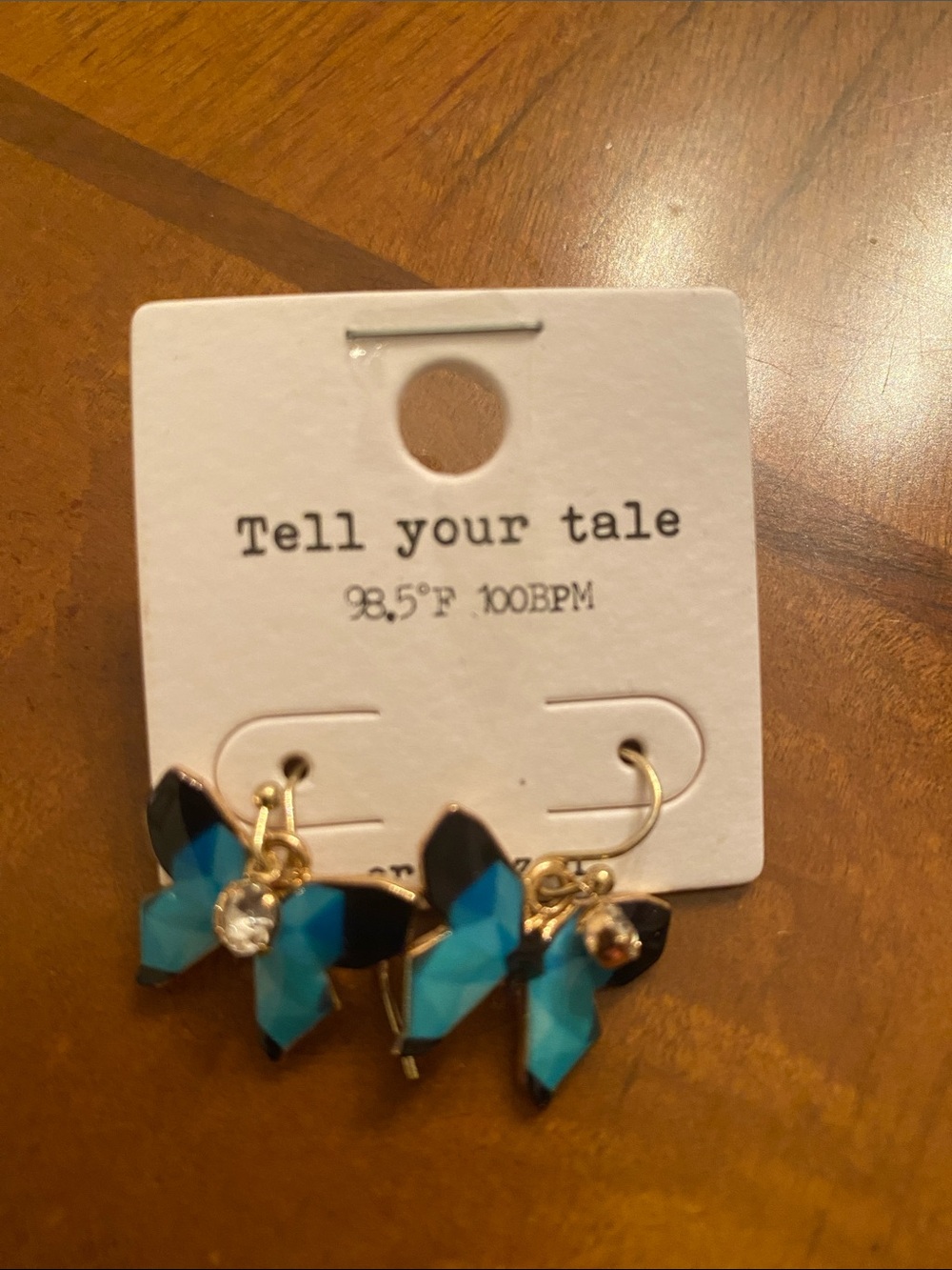 Tell Your Tale Turquoise Butterfly Hoop Earrings - Gold Accent